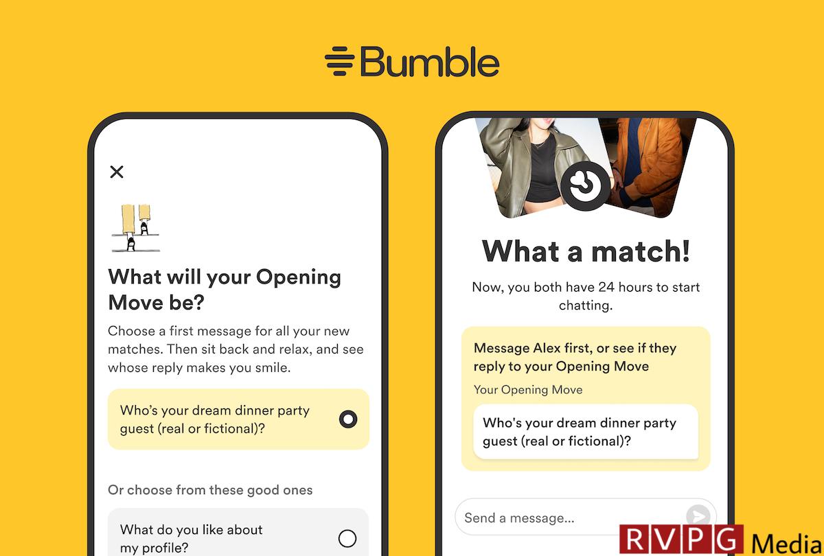 Bumble’s “Opening Move” feature takes the pressure off women to think of a new message every time |  TechCrunch
