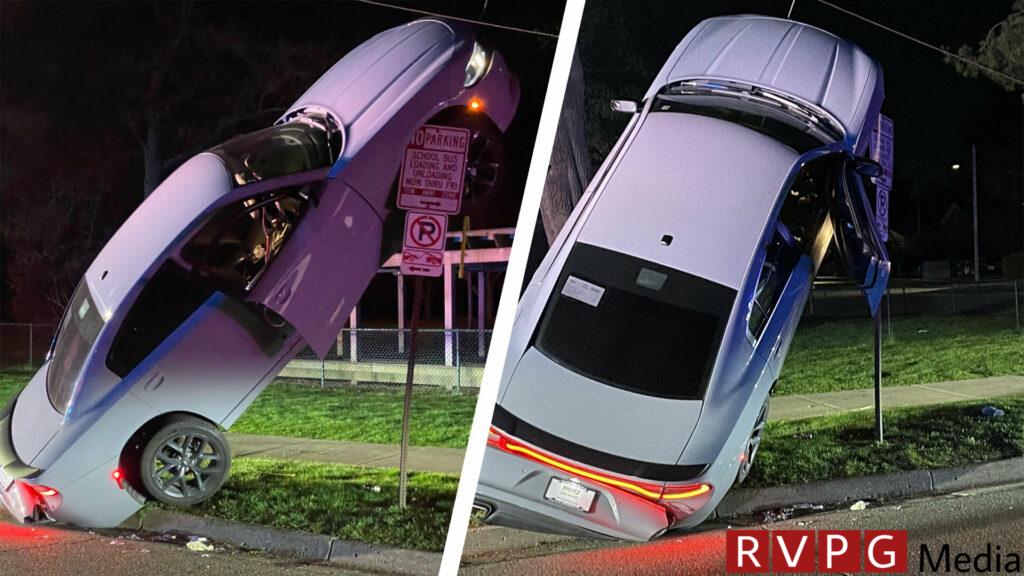 Drunk driver starts Dodge Charger on no parking sign