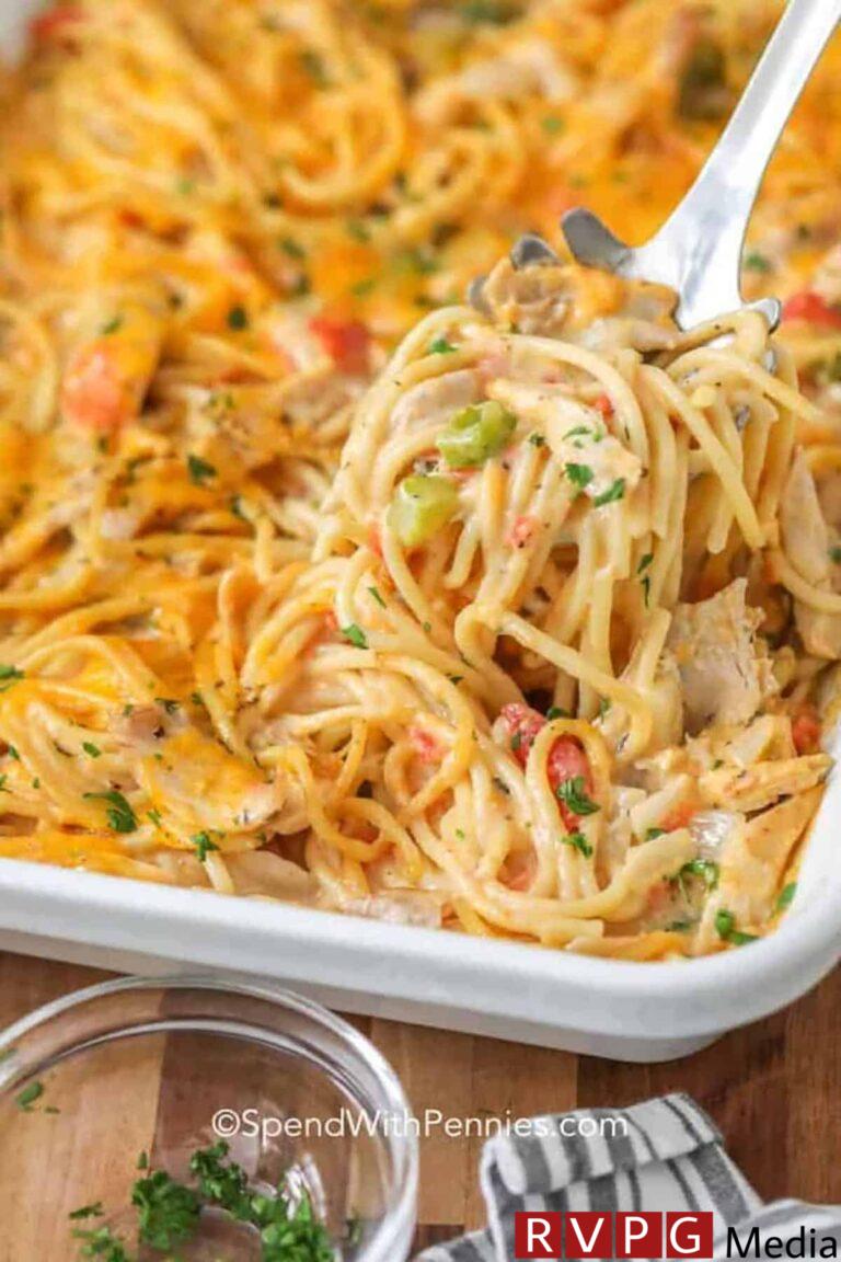 close up of Chicken Spaghetti in the dish