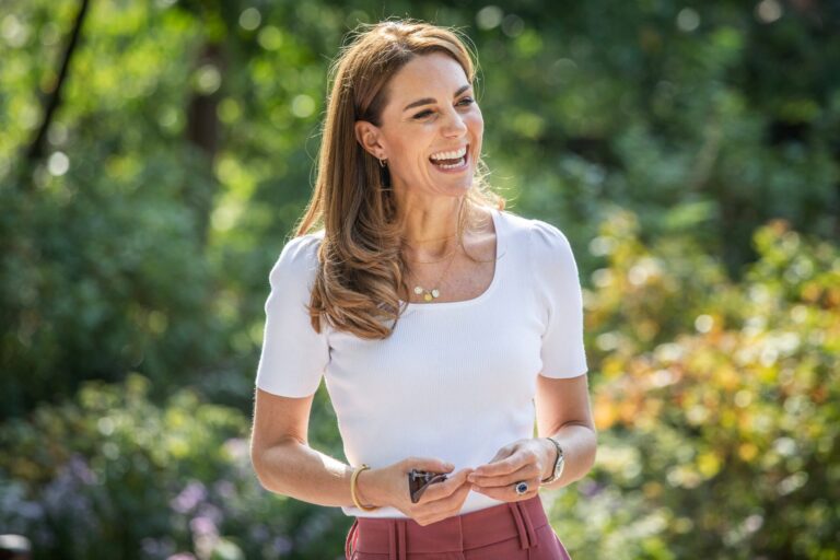 Catherine, Duchess of Cambridge hears from families and key organisations about the ways in which peer support can help boost parent wellbeing while spending the day learning about the importance of parent-powered initiatives, in Battersea Park on September 22, 2020 in London, England.