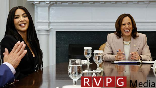 Kim Kardashian and Vice President Kamamla Harris discuss prison reform at the White House in 2024