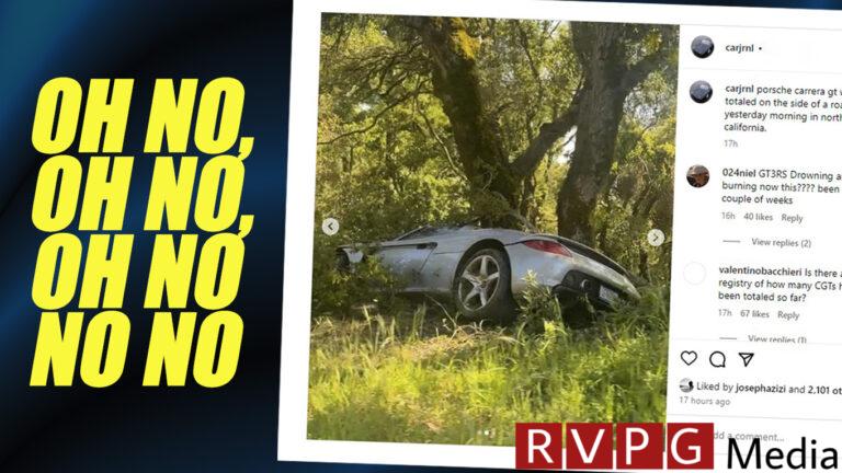 Ouch! Porsche Carrera GT Flies Off The Road Crashing Into Tree