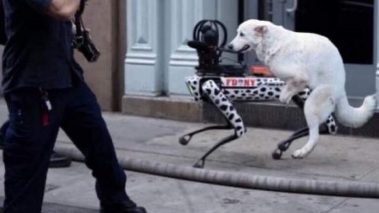 The viral photo of a dog humping a robot dog is unfortunately fake