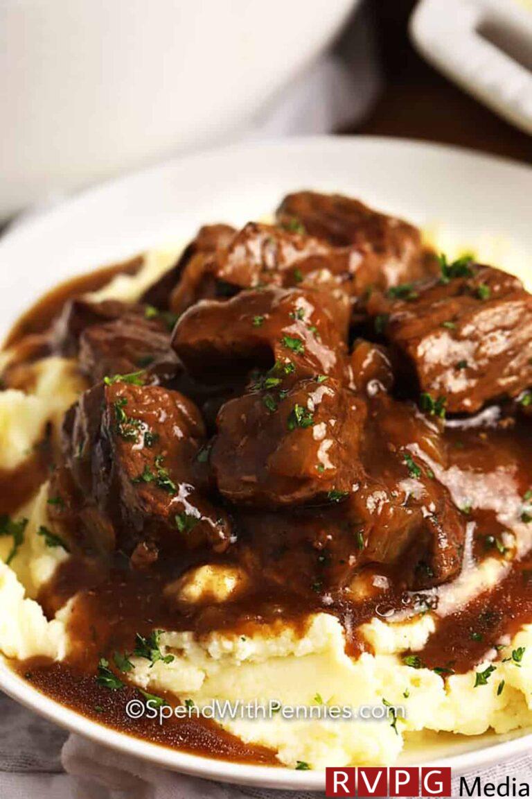 Beef Tips & Gravy with mashed potatoes