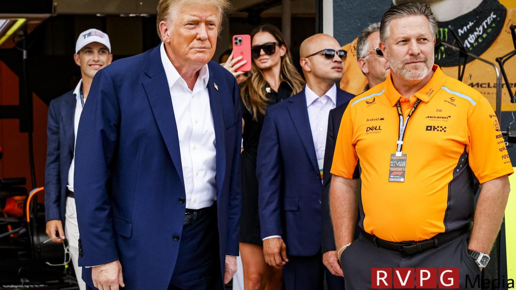 Former President Trump traveled to the Miami Grand Prix as a guest of McLaren
