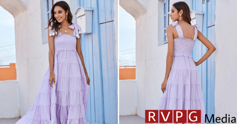 Help, I can't stop twirling in this adorable gingham maxi dress