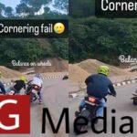 KTM rider crashes with Jawa