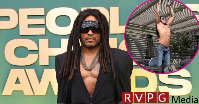Lenny Kravitz switches from training in leather pants to bootcut jeans
