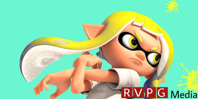 One of the Squid Sisters from Nintendo's Splatoon franchise flexes her arms, getting ready for a battle, in a promotional image for Splatoon 3
