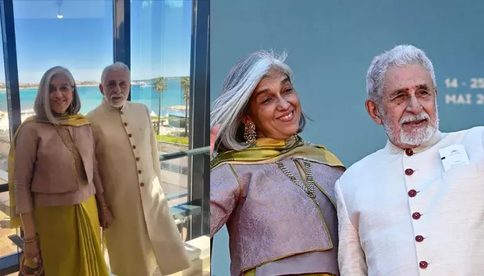 Ratna Pathak Debuts At Cannes 2024 With Naseeruddin Shah, Drapes Her Own Saree With A Custom Blouse