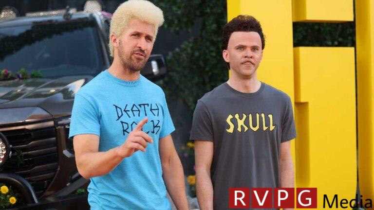 Ryan Gosling and Mikey Day come to the “Fall Guy” carpet as Beavis and Butt-Head