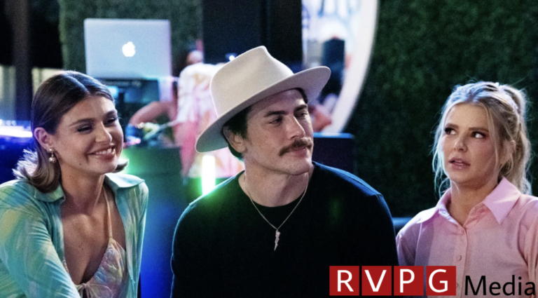 Raquel Leviss, Tom Sandoval and Ariana Madix in a scene from Vanderpump Rules.